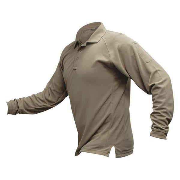 Mens Tactical Polo, Tan, Long Sleeve, XL