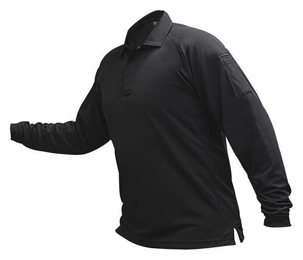 Mens Tactical Polo, Black, Long Sleeve, 2XL