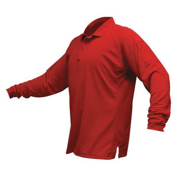 Mens Tactical Polo, Red, Long Sleeve, 2XL