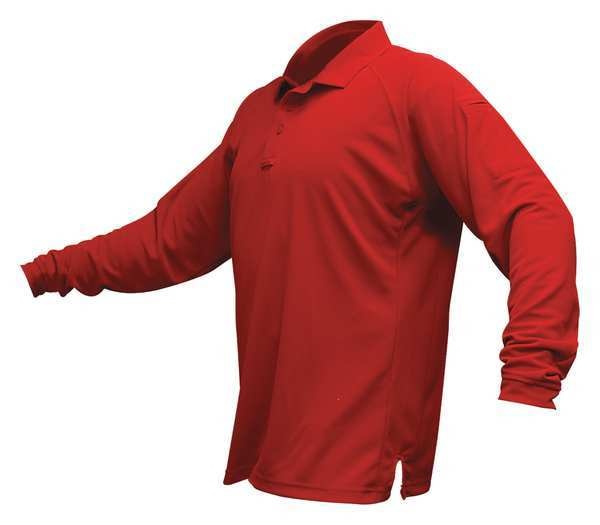 Mens Tactical Polo, Red, Long Sleeve, XL