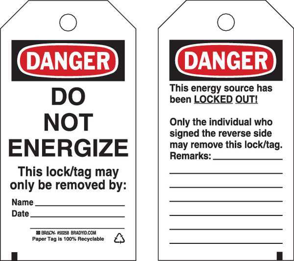 Lockout Tag, 3 x 5-1/2In, Polyester, PK25