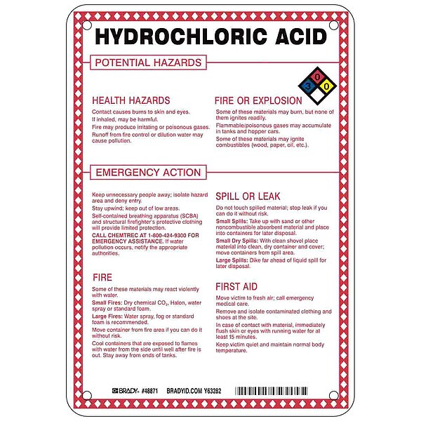 Chemical Sign, 10 in Height, 7 in Width, Rectangle