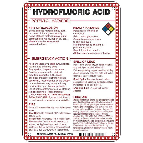 Chemical Sign, 10 in Height, 7 in Width, Rectangle