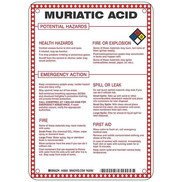 Chemical Sign, 10 in Height, 7 in Width, Rectangle