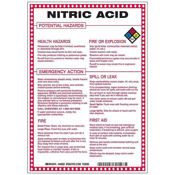 Chemical Sign, 10 in Height, 7 in Width, Rectangle