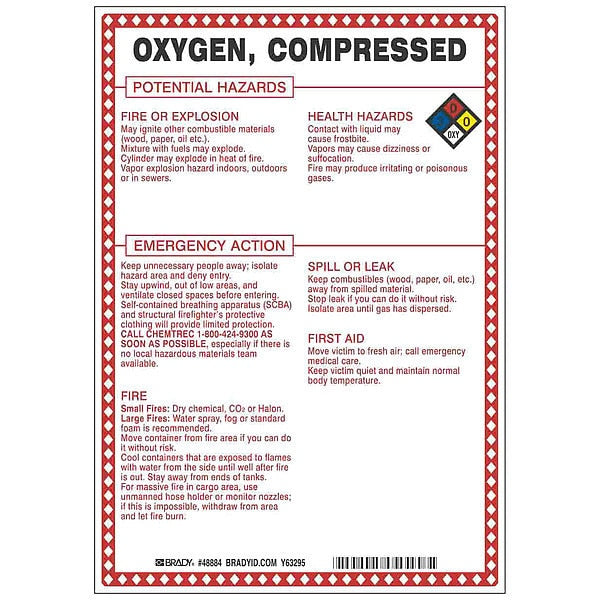 Chemical Sign, 10 in Height, 7 in Width, Rectangle