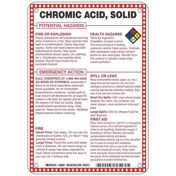 Chemical Sign, 10 in Height, 7 in Width, Rectangle