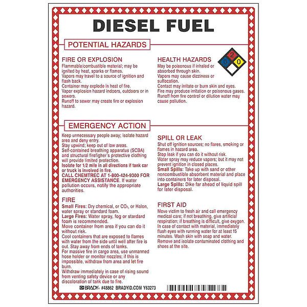 Chemical Sign, 10 in Height, 7 in Width, Rectangle