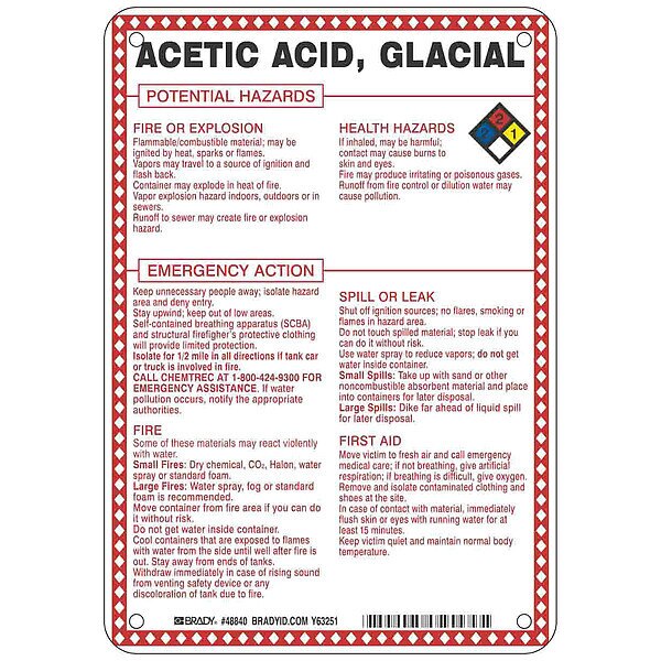 Chemical Sign, 10 in Height, 7 in Width, Rectangle