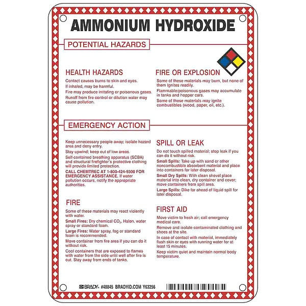 Chemical Sign, 10 in Height, 7 in Width, Rectangle