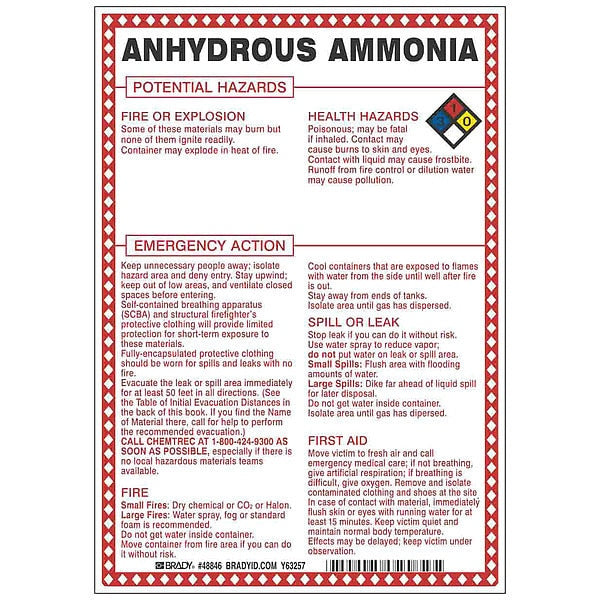 Chemical Sign, 10 in Height, 7 in Width, Rectangle