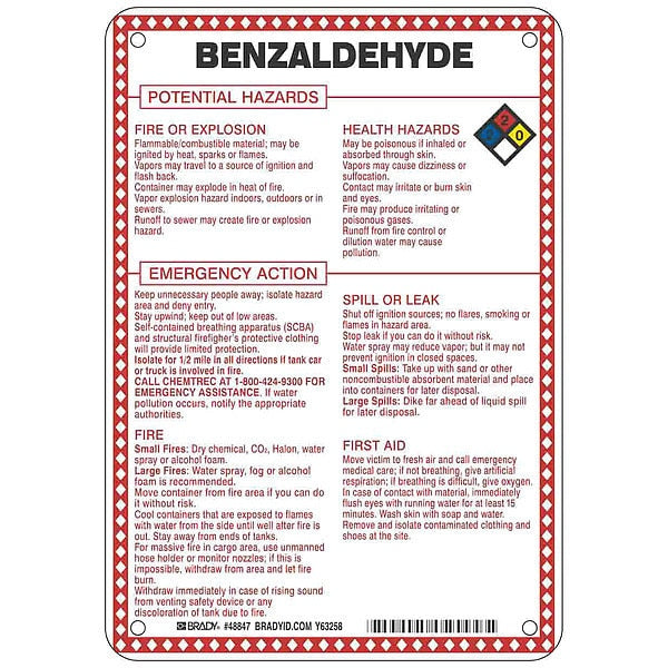 Chemical Sign, 10 in Height, 7 in Width, Rectangle