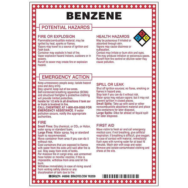 Chemical Sign, 10 in Height, 7 in Width, Rectangle