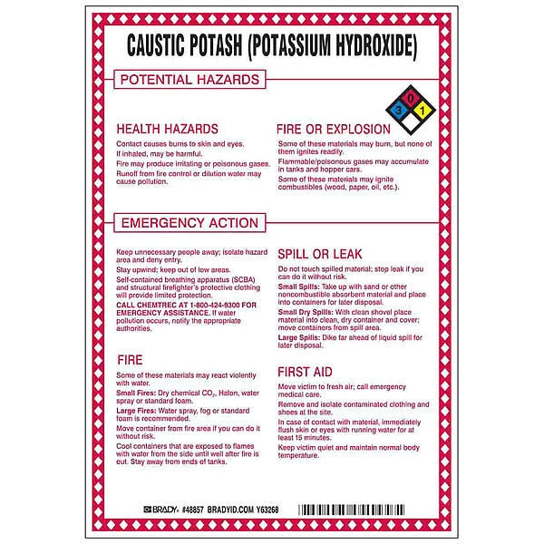 Chemical Sign, 10 in Height, 7 in Width, Rectangle