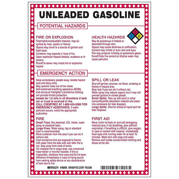 Chemical Sign, 10 in Height, 7 in Width, Rectangle