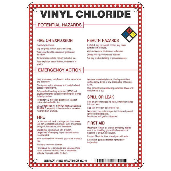 Chemical Sign, 10 in Height, 7 in Width, Rectangle