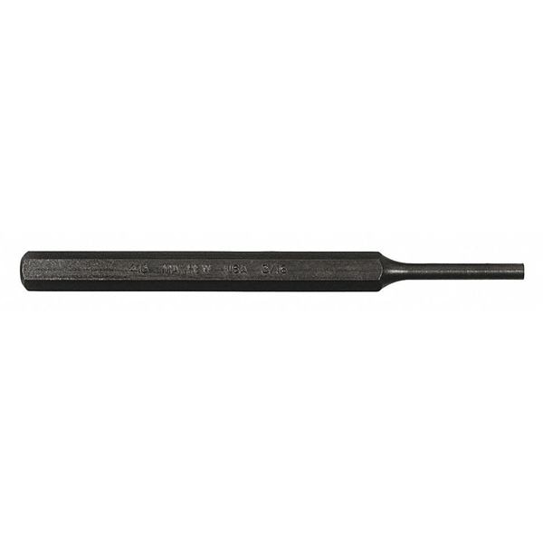 Pin Punch, 5-1/4in L, 3/16in Tip, Steel, BO