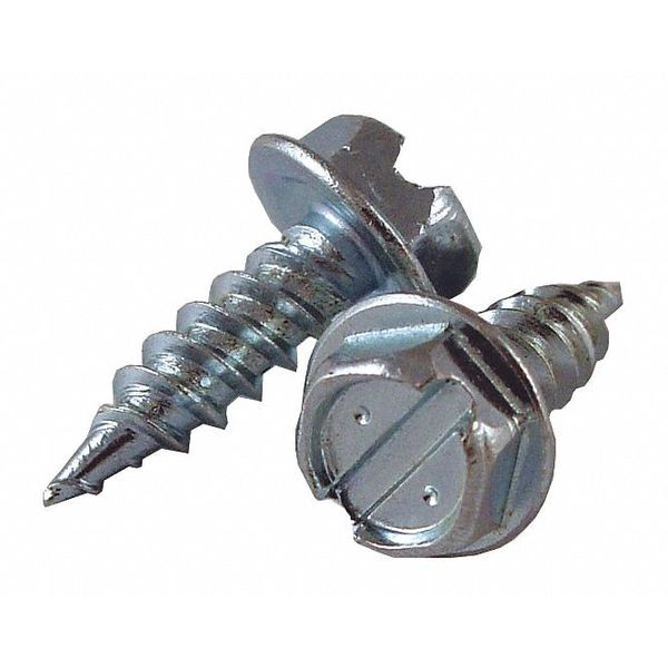 Sheet Metal Screw, #7 x 1/2 in, Zinc Plated Steel Hex Head External Hex Drive, 1000 PK