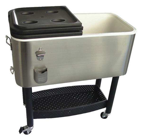 Cooler, 17 gal. Stainless Steel/Plastic, Gray/Black