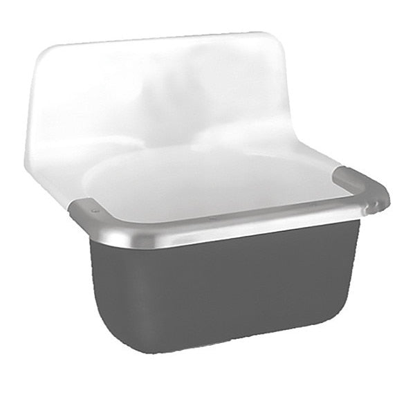 Wall Mount, 0 Hole, White/Black, Utility Sink