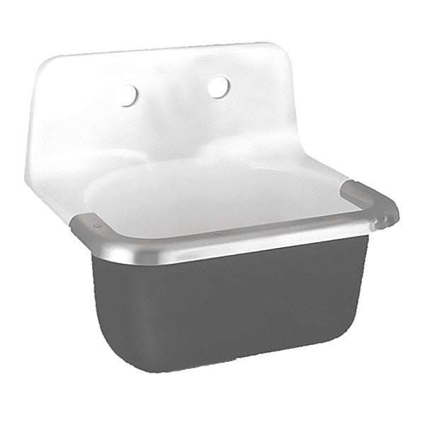 Wall Mount, 2 Hole, White/Black, Utility Sink