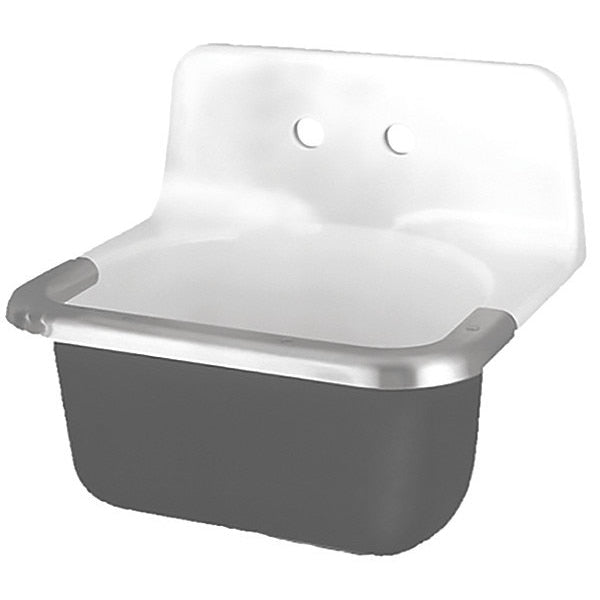 Wall Mount, 2 Hole, White/Black, Utility Sink