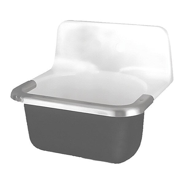 Wall Mount, 2 Hole, White/Black, Utility Sink