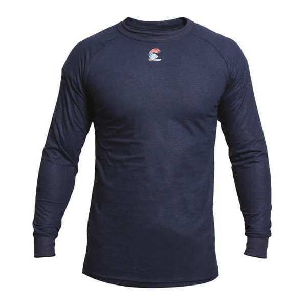 Flame Resistant Crewneck Shirt, Navy, Modacrylic, 3XL