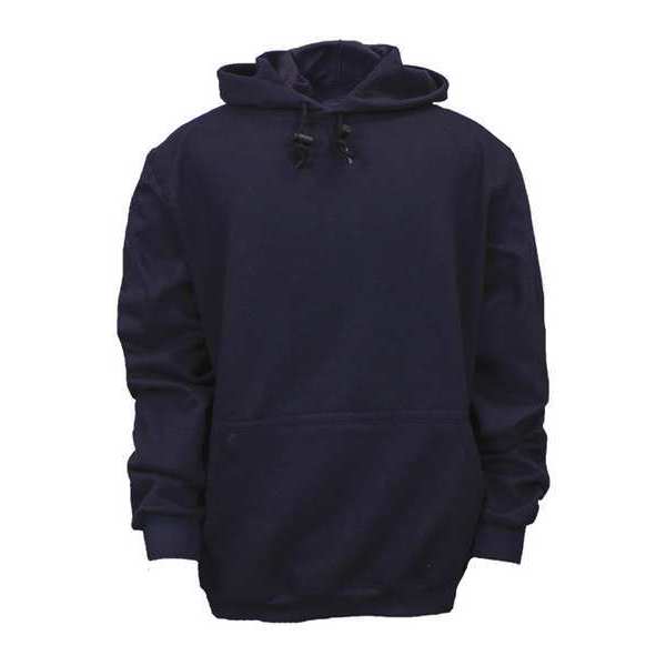Flame Resistant Hooded Sweatshirt, Navy, UltraSoft(R) Fleece, XL