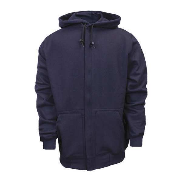 Flame Resistant Hooded Sweatshirt, Navy, UltraSoft(R) Fleece, M