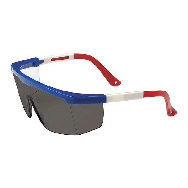 Safety Glasses, Gray Polycarbonate Lens, Scratch-Resistant