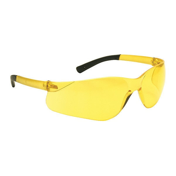Safety Glasses, Amber Polycarbonate Lens, Scratch-Resistant