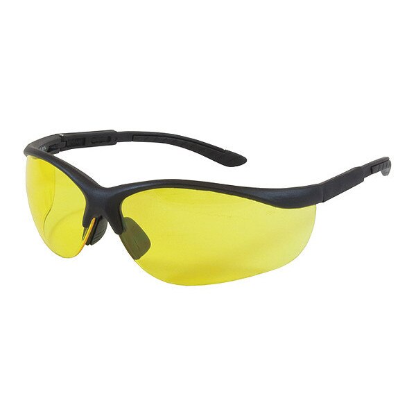 Safety Glasses, Amber Polycarbonate Lens, Scratch-Resistant