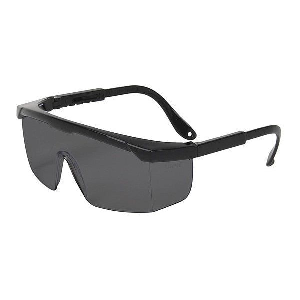 Safety Glasses, Gray Polycarbonate Lens, Scratch-Resistant