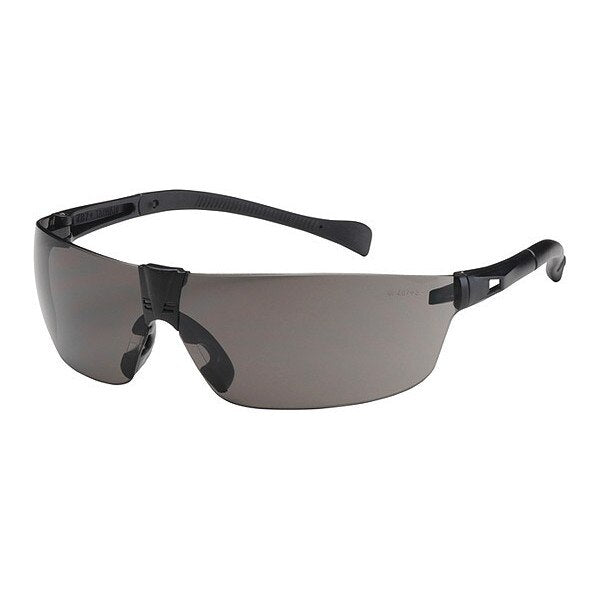 Safety Glasses, Wraparound Gray Polycarbonate Lens, Scratch-Resistant
