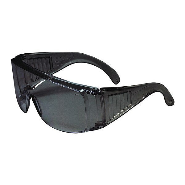 Safety Glasses, OTG Gray Polycarbonate Lens, Scratch-Resistant