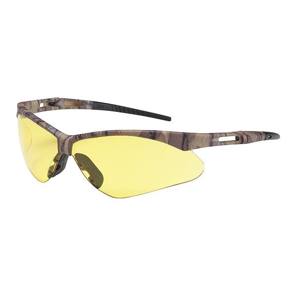Safety Glasses, Amber Polycarbonate Lens, Scratch-Resistant