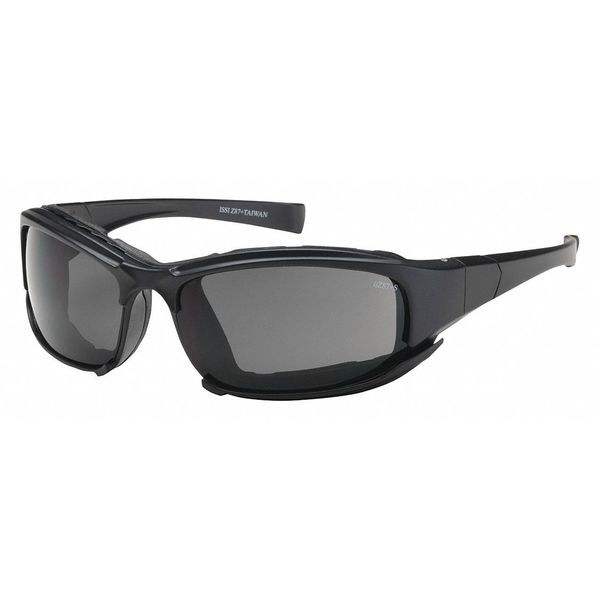 Safety Glasses, Wraparound Gray Polycarbonate Lens, Anti-Fog, Scratch-Resistant