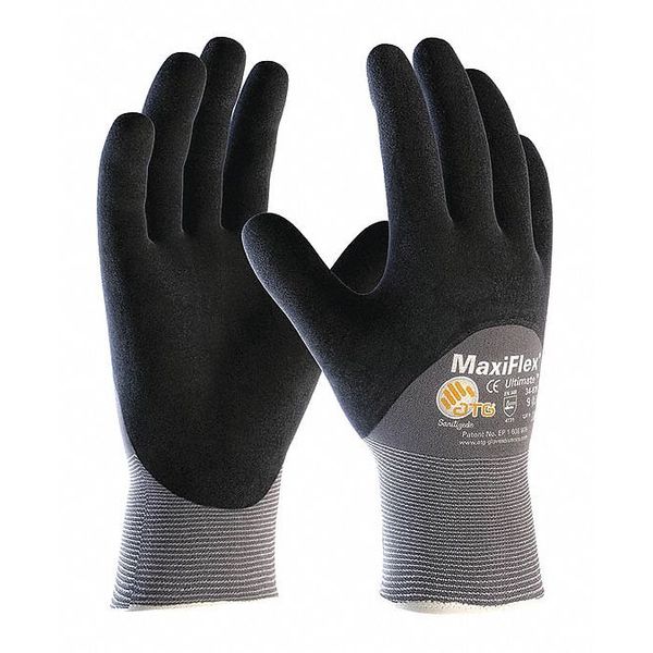Foam Nitrile Coated Gloves, 3/4 Dip Coverage, Black/Gray, XL, 12PK