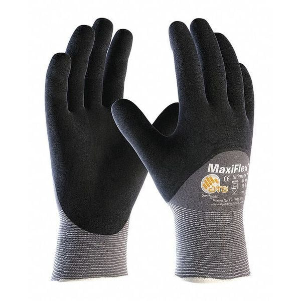 Foam Nitrile Coated Gloves, 3/4 Dip Coverage, Black/Gray, XS, 12PK