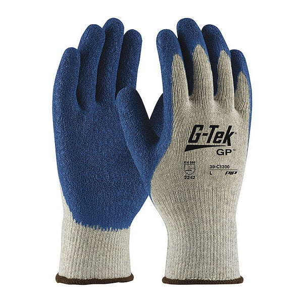 Latex Coated Gloves, Palm Coverage, Blue/Gray, 2XL, 12PK