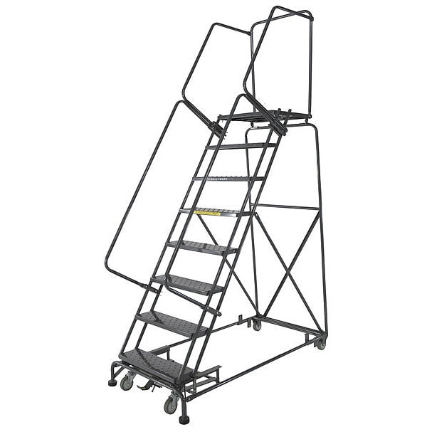 113 in H Steel Rolling Ladder, 8 Steps