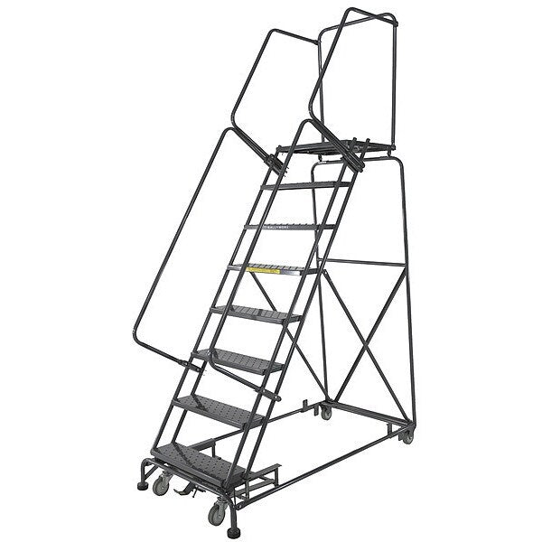113 in H Steel Rolling Ladder, 8 Steps