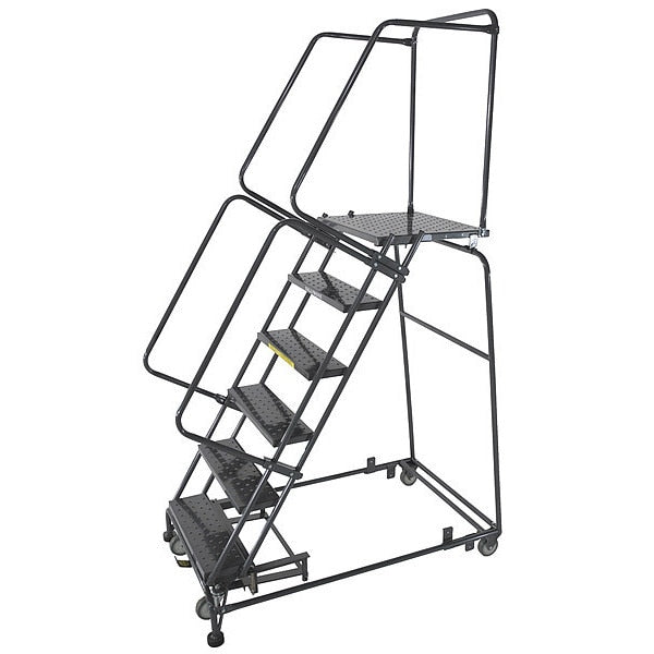 93 in H Steel Rolling Ladder, 6 Steps