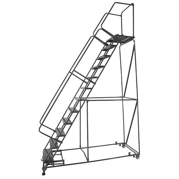 185 in H Steel Rolling Ladder, 14 Steps