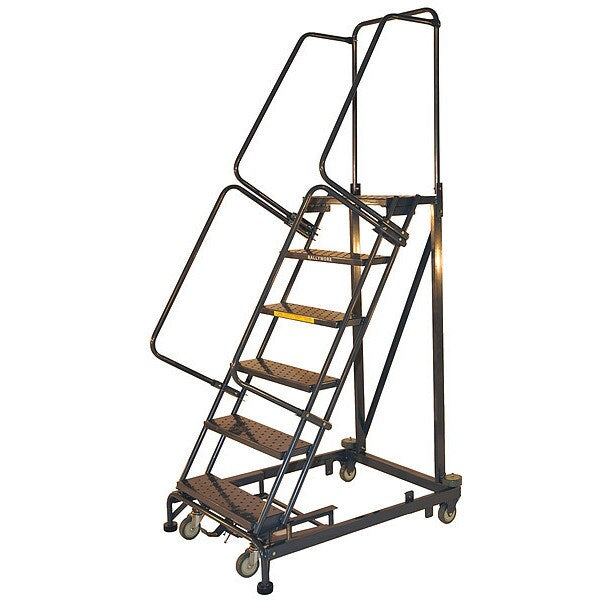 93 in H Steel Rolling Ladder, 6 Steps