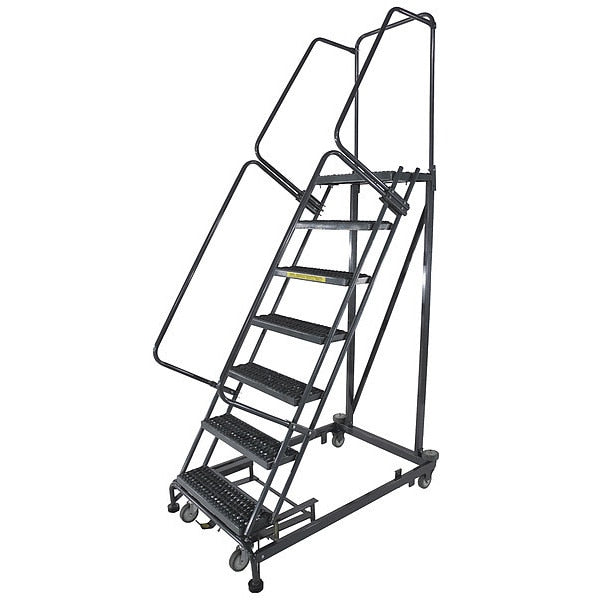 103 in H Steel Rolling Ladder, 7 Steps