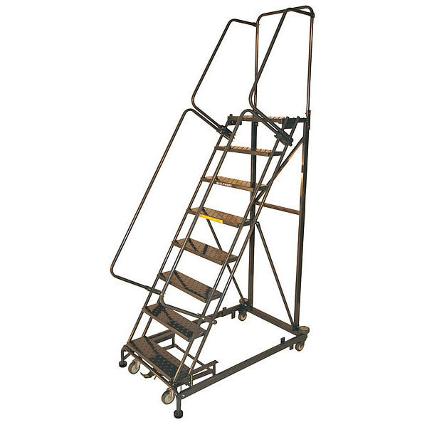 113 in H Steel Rolling Ladder, 8 Steps