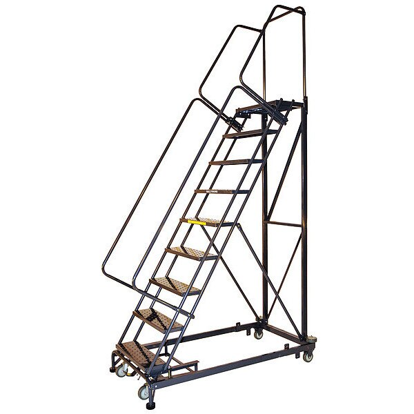 123 in H Steel Rolling Ladder, 9 Steps