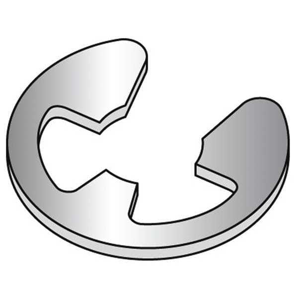 External-E Retaining Ring, Steel Plain Finish, 7/32 in Shaft Dia, 50 PK